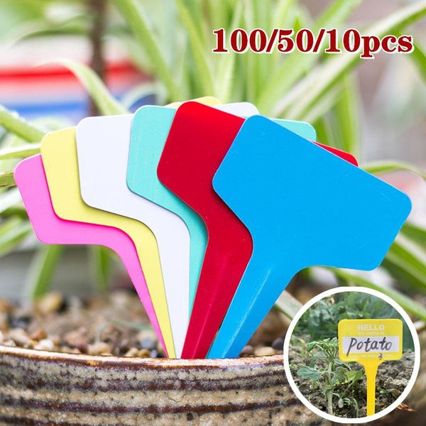 10-50-100pcs Plastic Plant T-type Tags Markers Nursery Garden Decoration Tags for Plants Garden Decor Gardening Label Garden Accessories