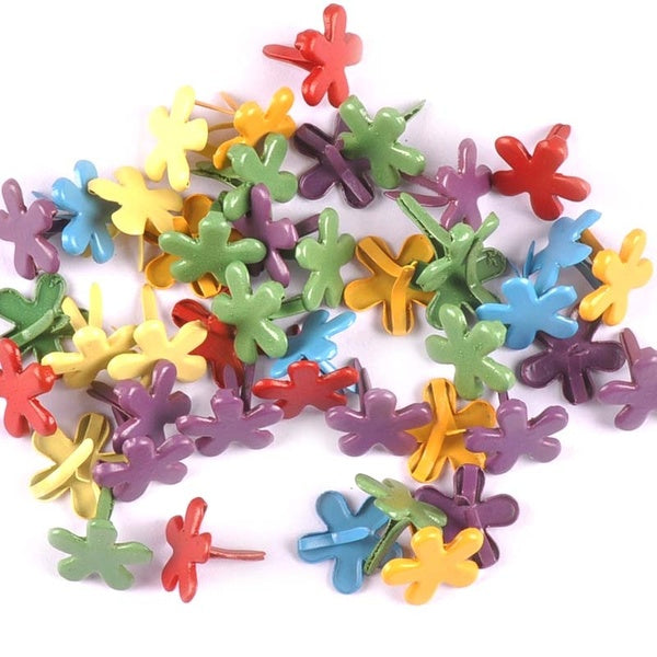 50Pcs 12x14mm Mixed Flower Pattern Brads Embellishment For Scrapbooking Accessories Fastener Brad Crafts DIY Decoration CP2161