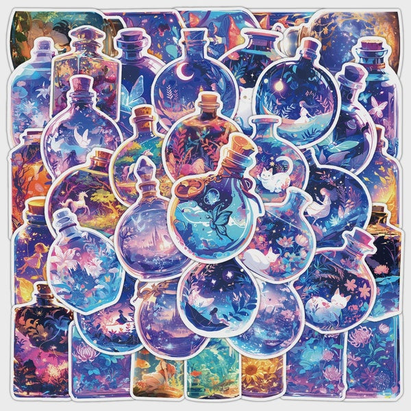 10-50PCS Cute Beautiful Art Bottle World Stickers graffiti Sticker for DIY Journal Stickers Luggage Laptop Skateboard Motorcycle St