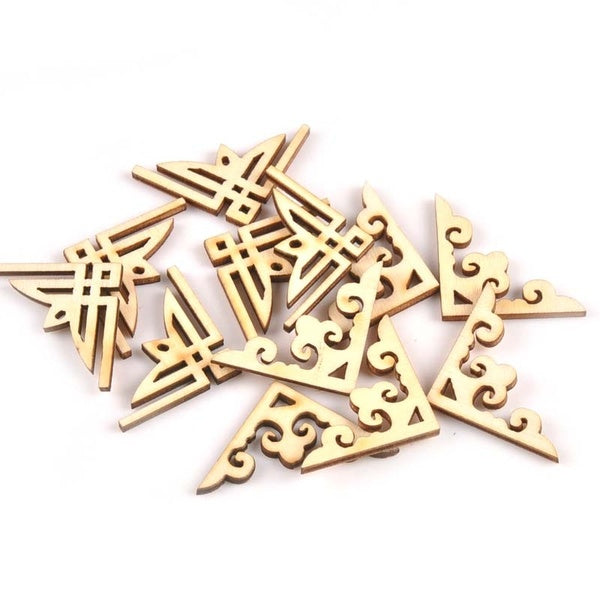 50pcs 27x27mm Wooden Book Corner For Album Handmade Scrapbooking Corners Decorative Wood Crafts Ornament DIY Arts MT1881