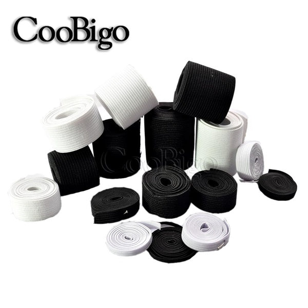 10yards 3mm ~ 50mm Sewing Elastic Band Webbing Spandex for Sportswear Belt Garment Trousers Sewing Accessories Black - White