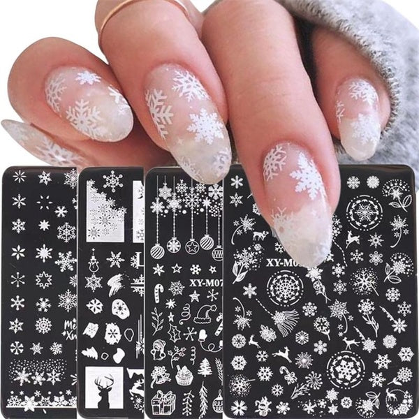 Xmas Snowflake Nail Stamping Plates Nail Art Printing Stencil