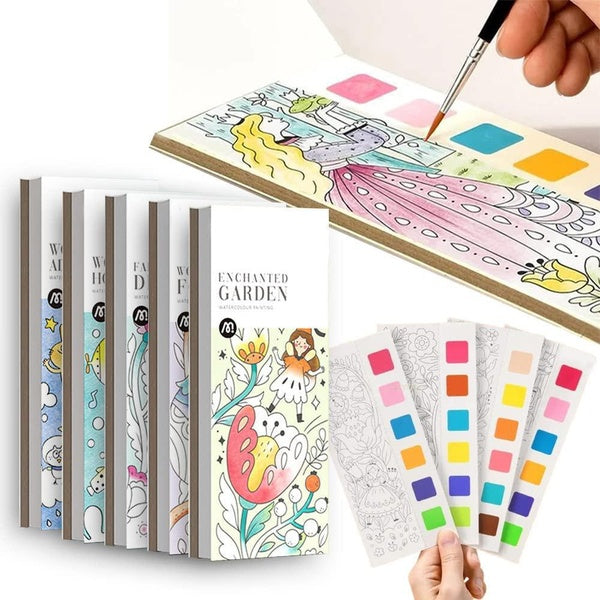 1 Pcs Pocket Watercolor Painting Book, New Wonderful Forest Paint with Water Book Magic Water Coloring Books for Kids, Improve Your Child's Creativit
