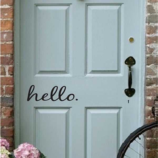 Hello Quote for Your Front Door Sign Vinyl Carving Wall Decal Sticker for Home Window Decoration