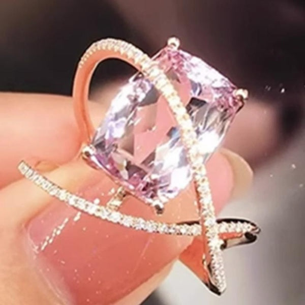 Creative Design Intertwined Rings Pink Sapphire Rings for Women Party Gemstone Rings Jewelry