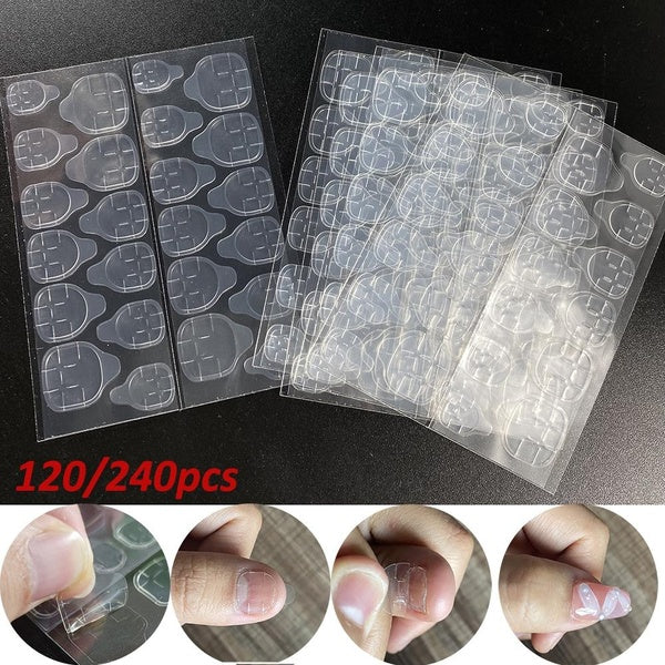 120-240 Pcs Double Sided Nail Glue Sticker, Waterproof Breathable False Nail Art Adhesive Tabs, Nail Stickers for Press on Nails, Super Sticky Fake N