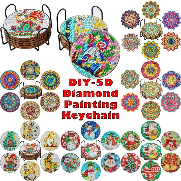 10 Style 5D Diamond Painting Crafts DIY Wooden Coasters Home Decoration Holiday Decoration @#A09