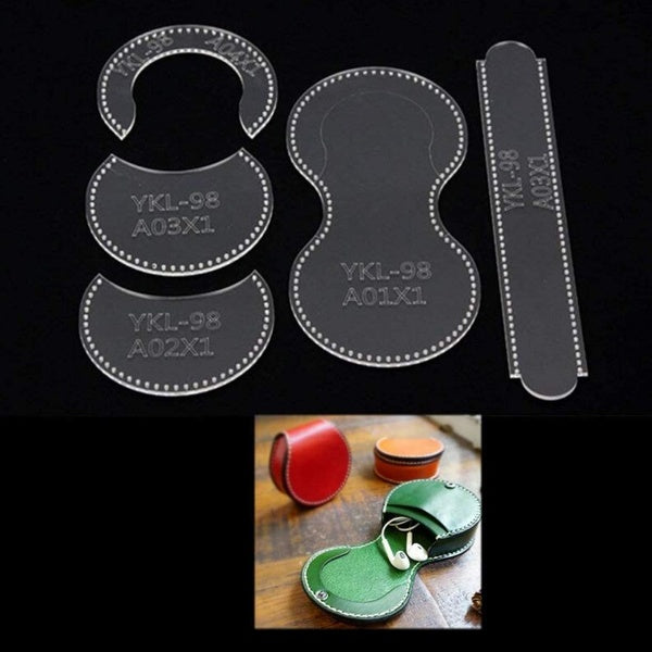 Coin Purse Mini Purse Wallet Template Clear Acrylic Leather Pattern Leather Craft Sewing Pattern DIY Hobby-in Sewing Patterns from Home & Garden on