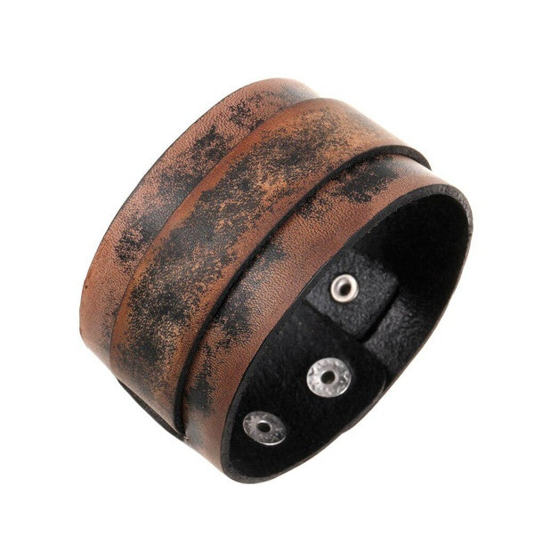 2023 bijoux de charme à la main tissage en cuir véritable Bracelet hommes Vintage manchette large Bracelet en cuir Pulsera Hombre
