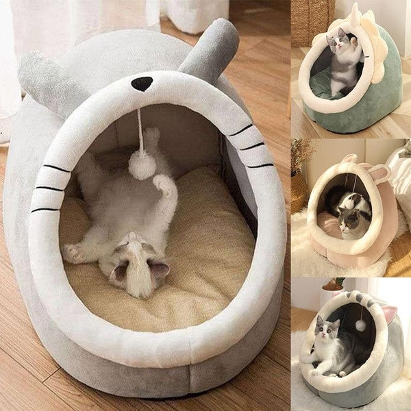 Pet Tent Cave Bed for Cats Small Dogs Self-Warming Cat Tent Bed Cat Hut Comfortable Pet Sleeping Bed Foldable Removable Washable