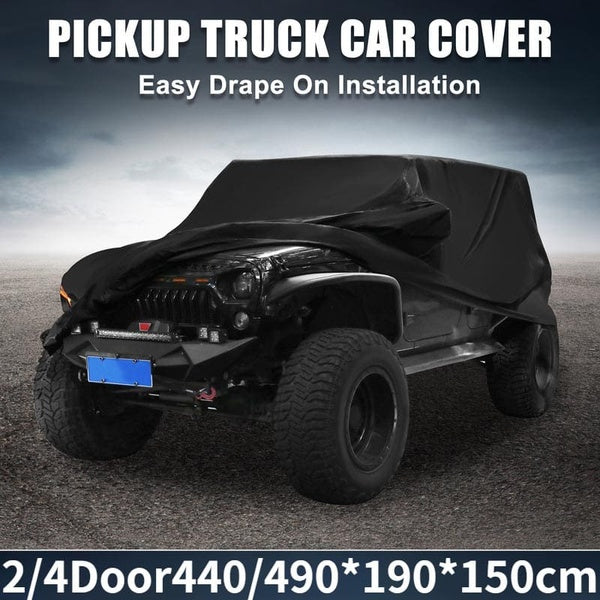 Car Cover for Jeep Wrangler JK 2-4 Door 2007-2017 JL 2 Door 2018-2021 Outdoor Waterproof Sun Rain Dust Wind Snow Protection W- Driver Door Zipper Bla