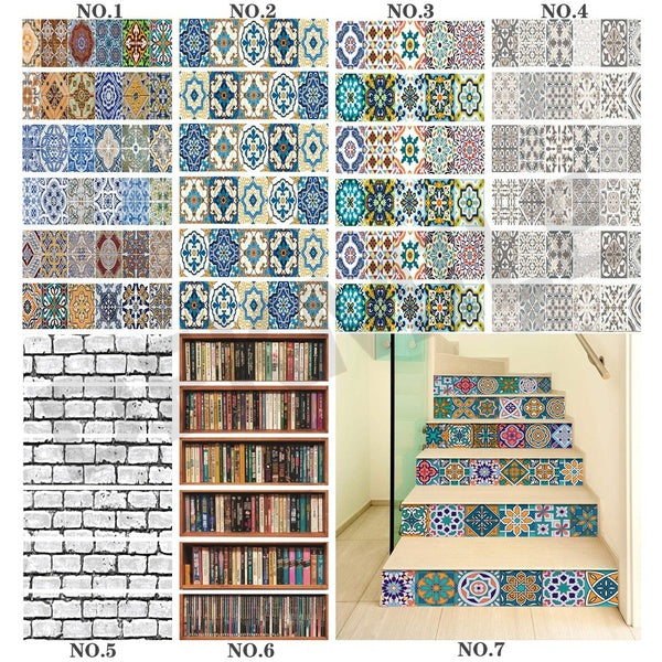 European Self-adhesive Staircase Sticker Vinyl Arabian Style Removable 3D Stairs Decoracion Escaleras for Steps Decals Home Hotel Decor Autocollant E
