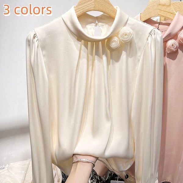 Silk Long Sleeves Women Tops Silk Long Sleeved Women Top Silk Sleeve Blouses - T-shirts
