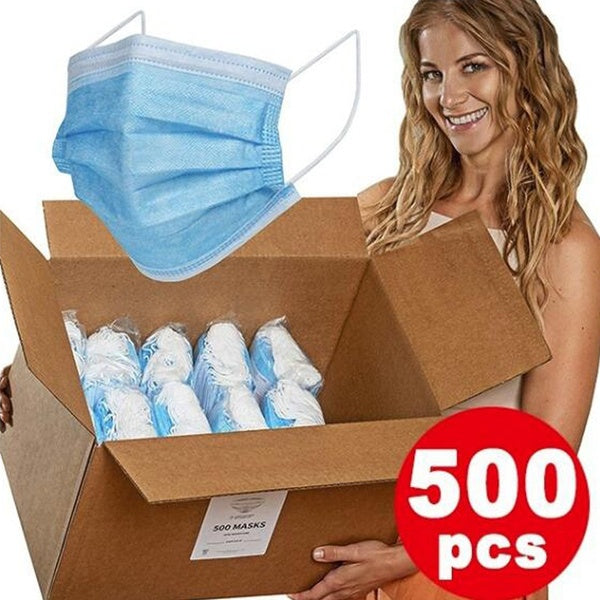 Disposable Face Mask 3 Layers Safety Masks with Elastic Ear Loop Comfortable for Blocking Dust Air Pollution Protection 20-50-100 Pcs