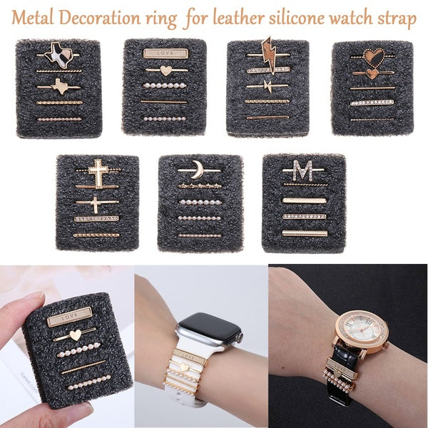 Metal Decorative Ring for Apple watch band Charms Diamond Jewelry for Samsung watch for Huawei Watchband Accessories leather silicone Strap Trinkets