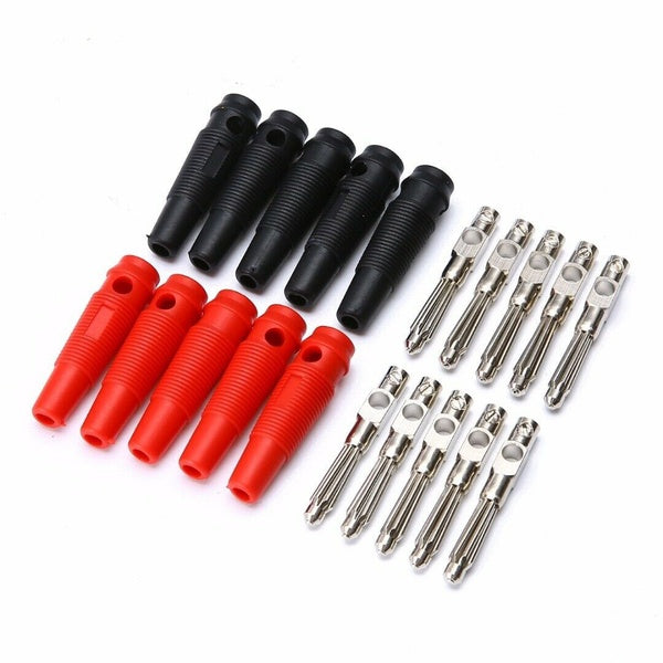 10PCs Black-Red 4MM Banana Speaker Wire Cable Screw Plugs Connectors Electrical Wires