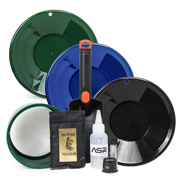 ASR Outdoor Starter Gold Panning Kit Beginner Prospecting Equipment and Paydirt 7pc