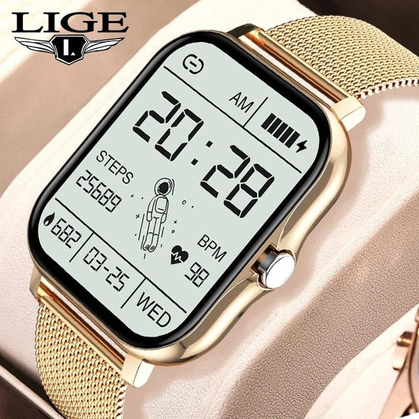 LIGE femmes montre intelligente étanche 1.69 "plein écran tactile horloge de fréquence cardiaque Fitness Tracker montre Bluetooth appel Smartwatch da