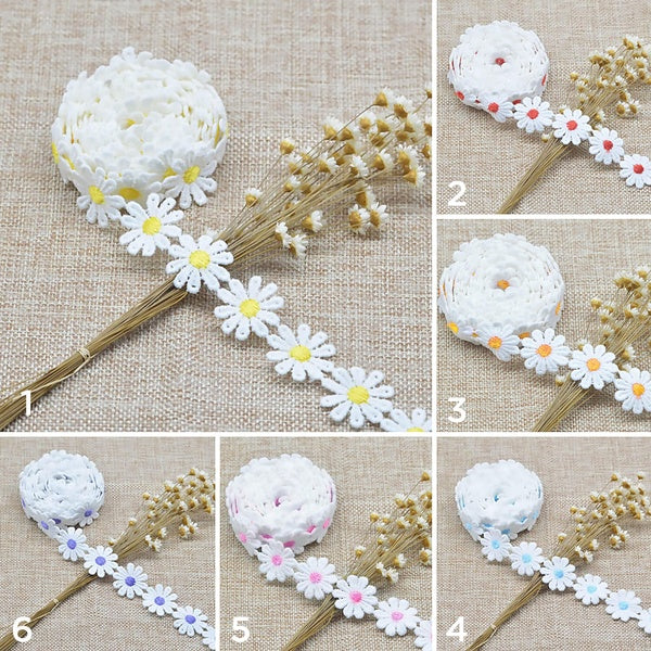 2 yards Daisy Flower Trim Scrapbooking Handicrafts Decor Sewing Appliques 25mm Width