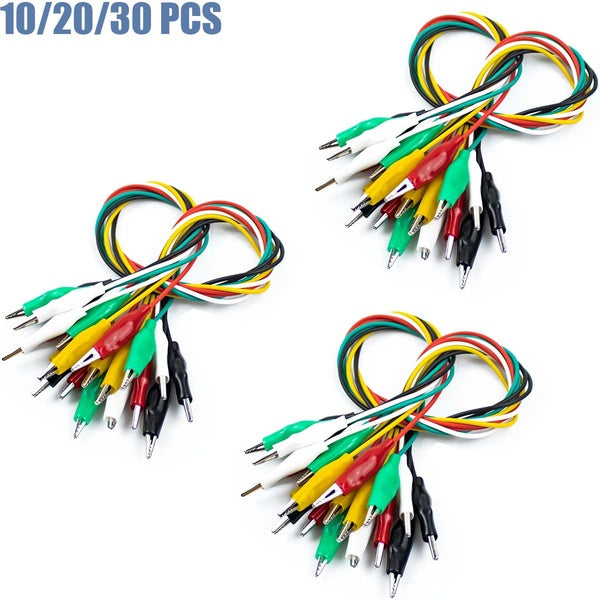 10-20-30PCS Alligator Clips Cables Electrical Test Leads Set Jumper Wires for Circuit Connection-Electrical Testing-DIY Experiments, 5 Colors 19 inch