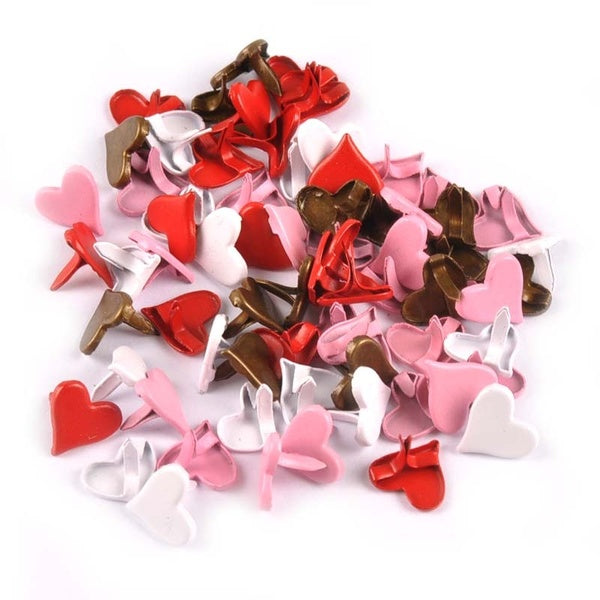 Bricolage embellissement métal artisanat 50 pièces mixte coeur Brads Scrapbooking attache pour chaussures décor accessoires faits à la main 11x10mm C