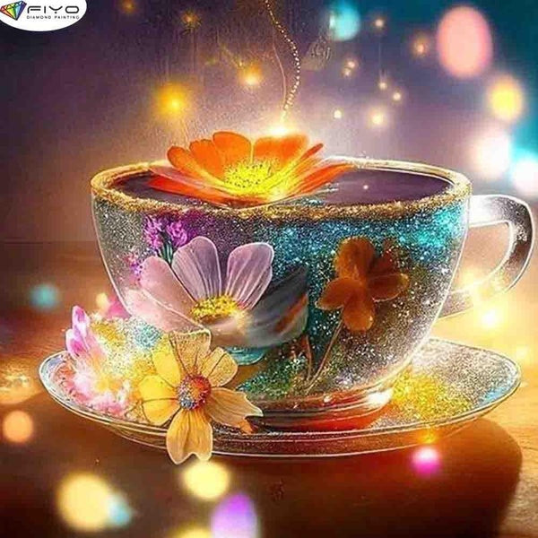 FIYO Cup DIY 5D Diamond Painting Full Drill with Number Kits Home and Kitchen Fashion Mosaic Diamond Painting Canvas Wall Decoration Gift Crafts for