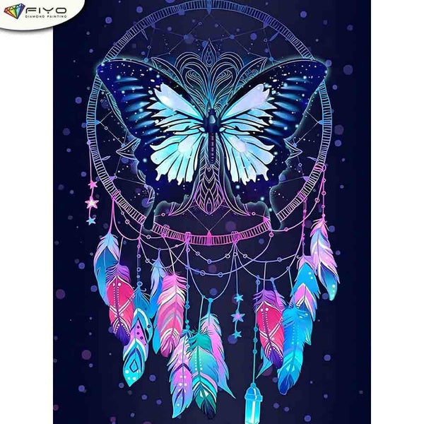 FIYO Butterfly dreamcatcher DIY 5D Diamond Painting Full Drill with Number Kits Maison et Cuisine Mode Point De Croix Broderie Peintures Toile Photos