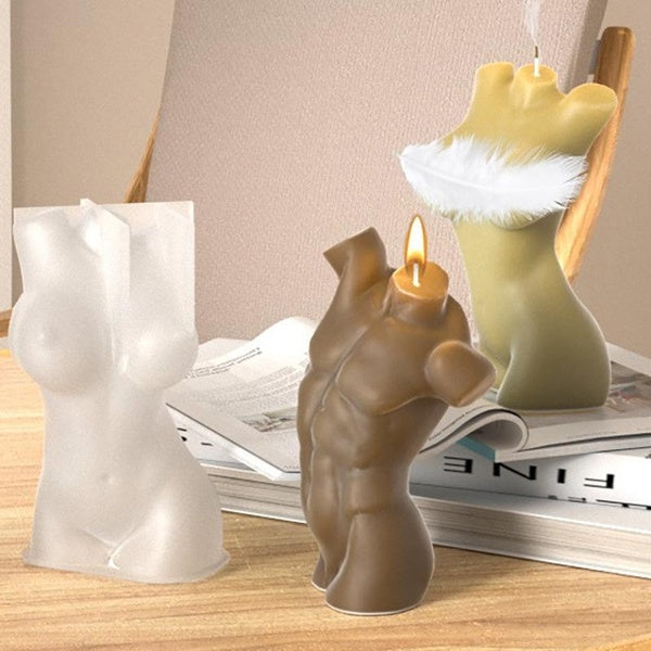 1-2pcs sculpture male and female body mold DIY human body candle aromatherapy plaster ornament silicone mold