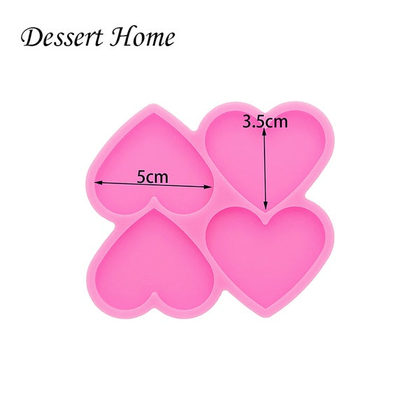 DY1125 Shiny 1.7in 4-hole Heart Badge Reel Mushroom Silicone Molds, Heart Shape Resin Art Diy Silicone Phone Grip Molds, Epoxy Clay Polymer Mold, Cho