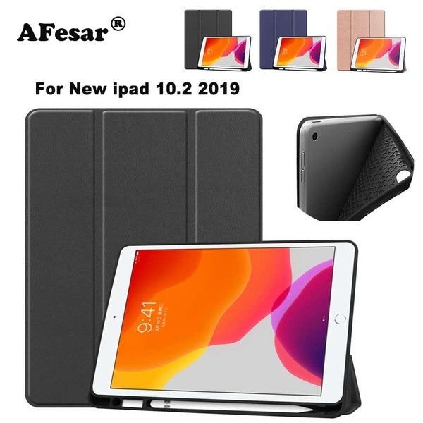 Étui pour tablette pour iPad 10.2 2019 Étui folio pour Apple iPad 7 7e 10.2 A2200 A2198 A2232 Étui de protection avec porte-stylet Veille - réveil au