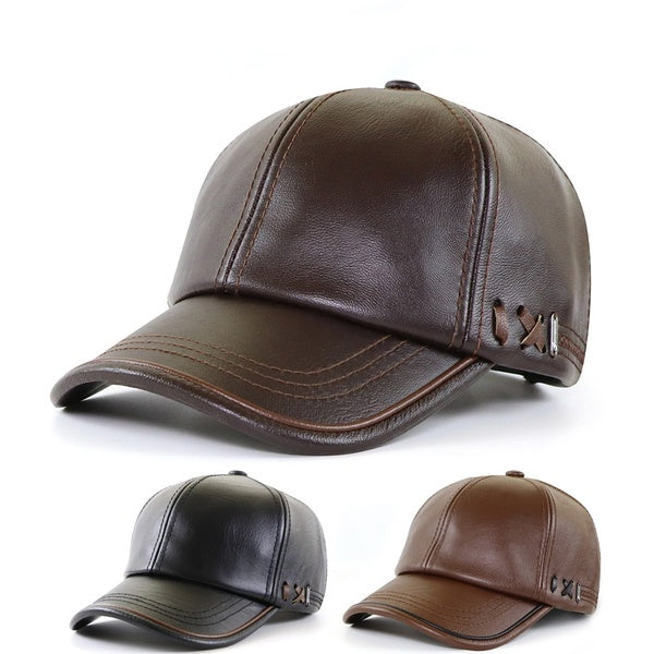 Casquette de Baseball en cuir de haut niveau épaissir chaud Gorras papa chapeau en plein air hiver casquettes Snapback pour hommes