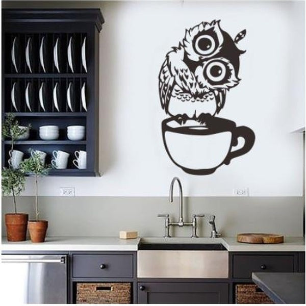 Animal Wall Decals, Cute Owl Vinyl Self-Adhesive Wall Stickers Art Decoration for Living Room Kitchen Bedroom