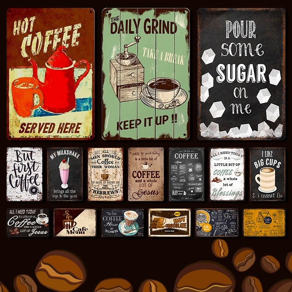 Hot Coffee Vintage Coffee Metal Tin Sign Bar Pub Cafe Motel Restaurant Man Cave Motel Wall Decor 8 x 12 Inches