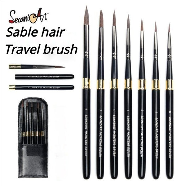 7 models of sable hair travel brushes, removable paint brushes, paint brushes, paint brushes, paint brushes, art watercolor pens, art supplies, carry