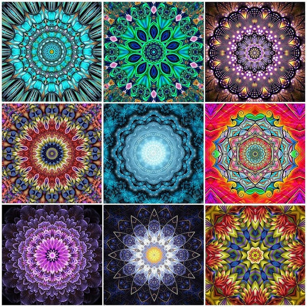 Mandala Pattern DIY 5D Diamond Painting Full Drill with Number Kits Home and Kitchen Fashion Crystal Rhinestone Cross Stitch Embroidery Paintings Can