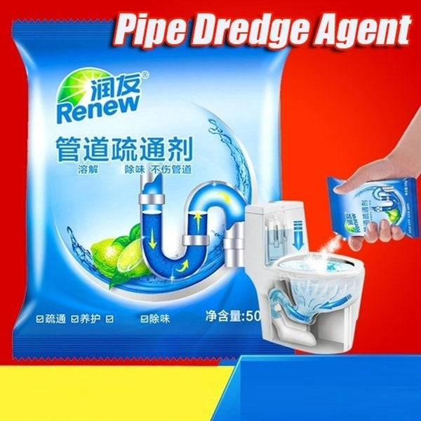 2PCS Powerful Home Supplies Sink Drain Hair Decomposition Sewer Anti-clogging Foaming Pipe Dredge Agent Toilet Cleaning Pipe Cleaner Drain Cleaners