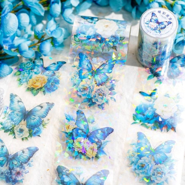 1Roll Cute Glitter Butterfly Series PET Tape Scrapbooking Decoration Collage Journal Diary Stickers Stationery