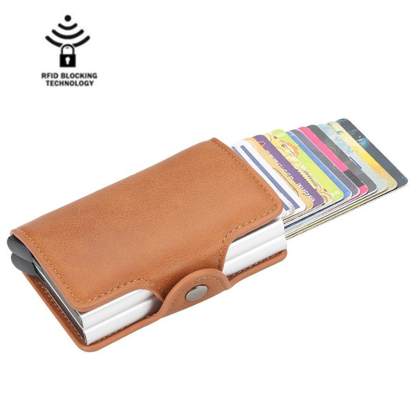 New Men PU Leather Wallets Small Rfid Anti-theft Protection Card Holders Large Capacity Business Card Case Man Smart Double Layer Purses
