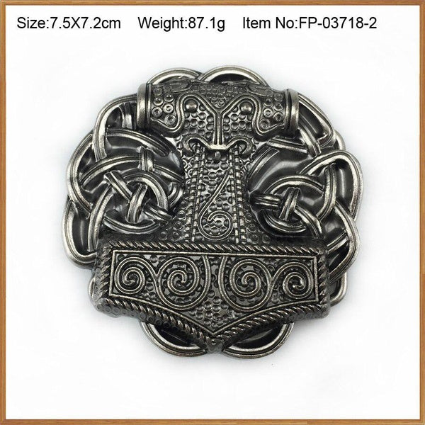Hot Sale Thorshammer Viking Solid Sliver Belt Buckle Western Metal Cowboy &Cowgirl For 4cm Wide Belt Men Jeans accessories