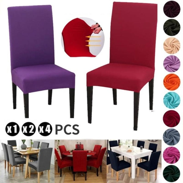 1-2-4Pcs Solid Color Spandex Chair Covers Stretch Dining Room Seat Cover Elastic Chair Protective Case for Restaurant Wedding Banquet