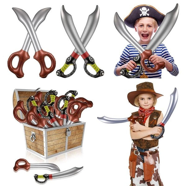 Inflatable Pirate Sword Balloon Toy for Kids Theme Birthday Party Decor Favors Gift Halloween Captain Cosplay Supply Props