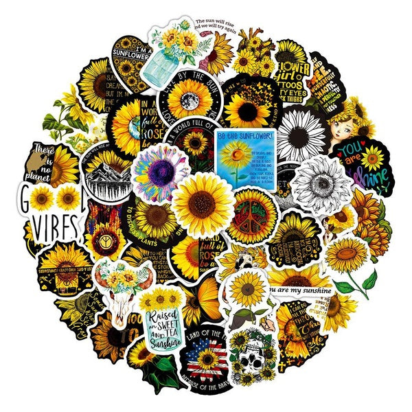 15-50PCS spring window stickers sunflower stickers outdoor sunflower graffiti stickers laptop cup trolley case guitar clip art