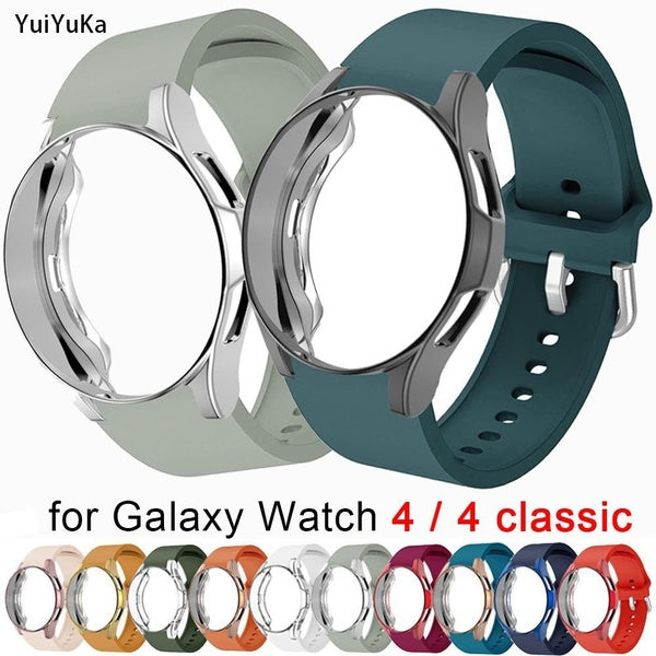 YuiYuKa TPU Case with Film - Case Without Film +Silicone band for Galaxy Watch 4 44mm 40mm 4 classic 46 mm 42mm Sport Screen protector bumper bracele