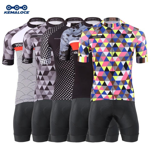 KEMALOCE 2023 Bicycle Jersey Men Quick Drying Cycling Clothing Team MTB Road Bike Wear Set with High Quality Gel Pad Bib Shorts
