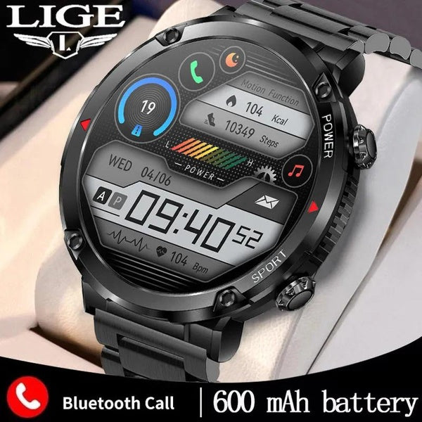 LIGE 2023 montre intelligente hommes 1.6 pouces IPS affichage longue veille montres de sport HD appel vocal étanche Smartwatch pour Android IOS
