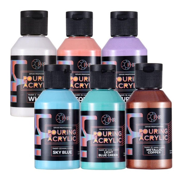 OPHIR 6 Colors Acrylic Pouring Paint Set, High Flow Pour Art Paint for Canvas, Wood, Glass, Paper, Tile, Stones-Chalk Colors Set