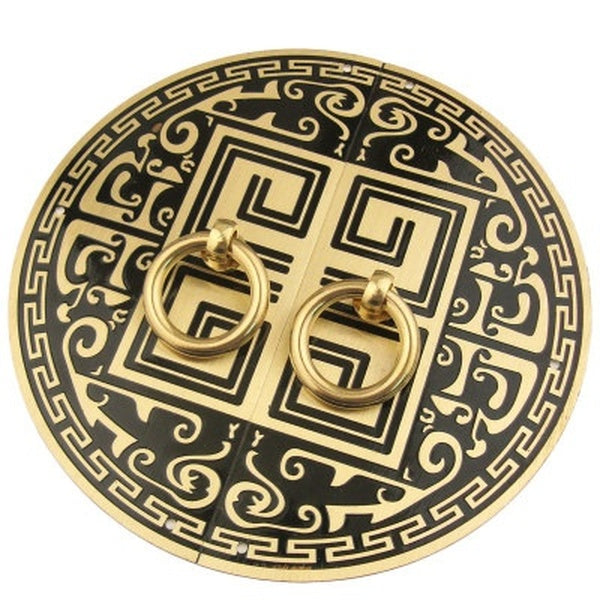 1Pair 11cm 14cm Chinese Antique Furniture Handle Copper Fittings Door Wardrobe Cupboard Doorplate Round Copper Pull Handle