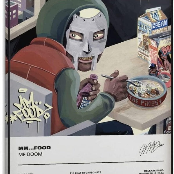 MF Doom Mm Food Album Cover Cool Rapper Hip Hop Poster Canvas Art Poster Picture Print Modern Wall Decor for Bedroom Living roomx