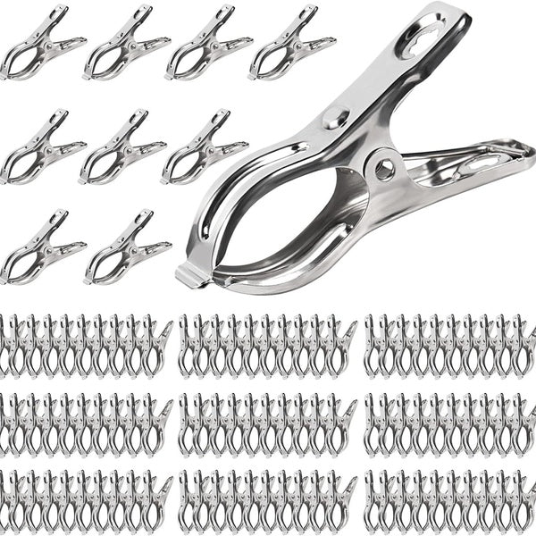 100pcs Garden Clips - 3cm Large Opening Stainless Steel Greenhouse Clips Hoops Clamps for Shade Cloth or Plant Cover Netting, Grip Strong Heavy Duty