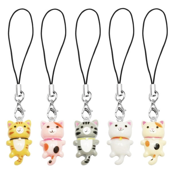 10pcs Cat Phone Lanyard Charms Animals Cartoon Resin Keychains Lanyard for Keys Decoration Bag Charms Phone Strap